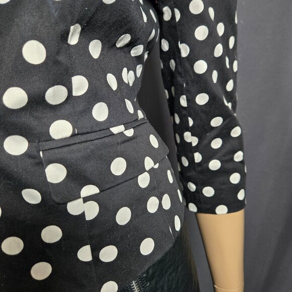 Y2K Forever 21 Polka Dot Fitted Blazer Black White Size M Office Siren Retro - Picture 5 of 12